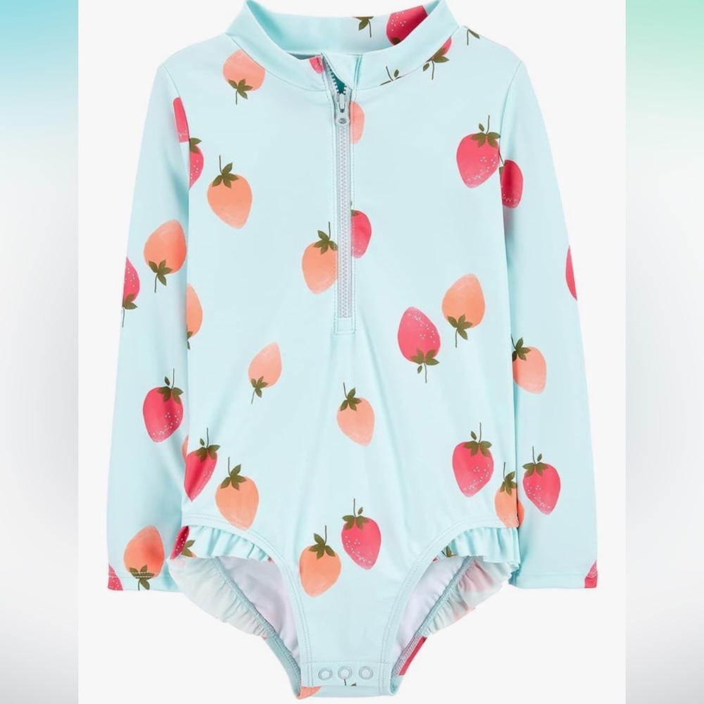 Simple Joys by Carter's Baby Girls'  SZ 3-6 Months Long Sleeve Zipper Swimsuit